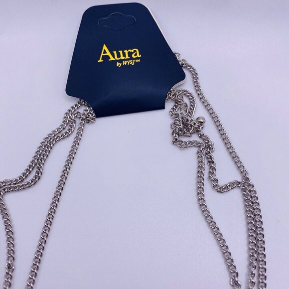 Aura Green Bead Silver Tone Necklace 16” - Picture 3 of 4